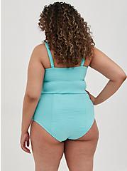 Plus Size High Waisted Ruched Swim Brief - Blue, BLUE RADIANCE, alternate