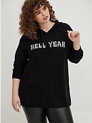 Plus Size LoveSick Drop Shoulder Relaxed Fit Sweater Hoodie - Hell Yeah Black, DEEP BLACK, alternate
