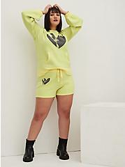 Plus Size Crop Sweater Hoodie - Luxe Cozy Lovesick Heart Yellow, NEON YELLOW, alternate