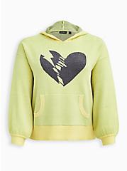 Plus Size Crop Sweater Hoodie - Luxe Cozy Lovesick Heart Yellow, NEON YELLOW, hi-res