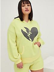 Plus Size Crop Sweater Hoodie - Luxe Cozy Lovesick Heart Yellow, NEON YELLOW, hi-res