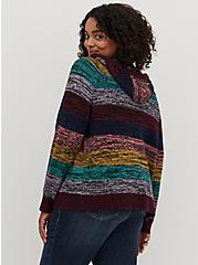 Plus Size Raglan Zip Sweater Hoodie - Ultra Soft Multi Stripe , MULTI STRIPE, alternate