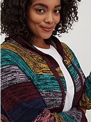 Plus Size Raglan Zip Sweater Hoodie - Ultra Soft Multi Stripe , MULTI STRIPE, alternate