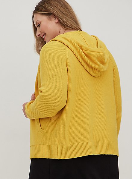 Raglan Zip Sweater Hoodie - Ultra Soft Mustard, MUSTARD, alternate