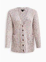Plus Size Button Front Cardigan Sweater - Multi, MULTI, hi-res