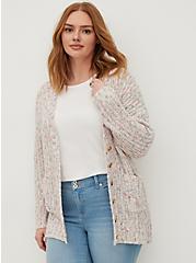 Button Front Cardigan Sweater - Multi, MULTI, hi-res