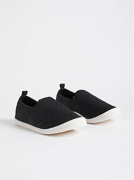 Plus Size Slip-On Sneaker - Knit Black (WW), BLACK, hi-res