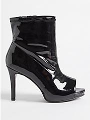 Plus Size Peep Toe Heel Bootie - Patent Black (WW), BLACK, alternate