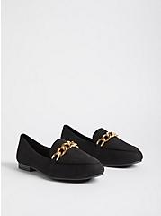 Plus Size Chain Loafer - Faux Suede Black (WW), BLACK, hi-res