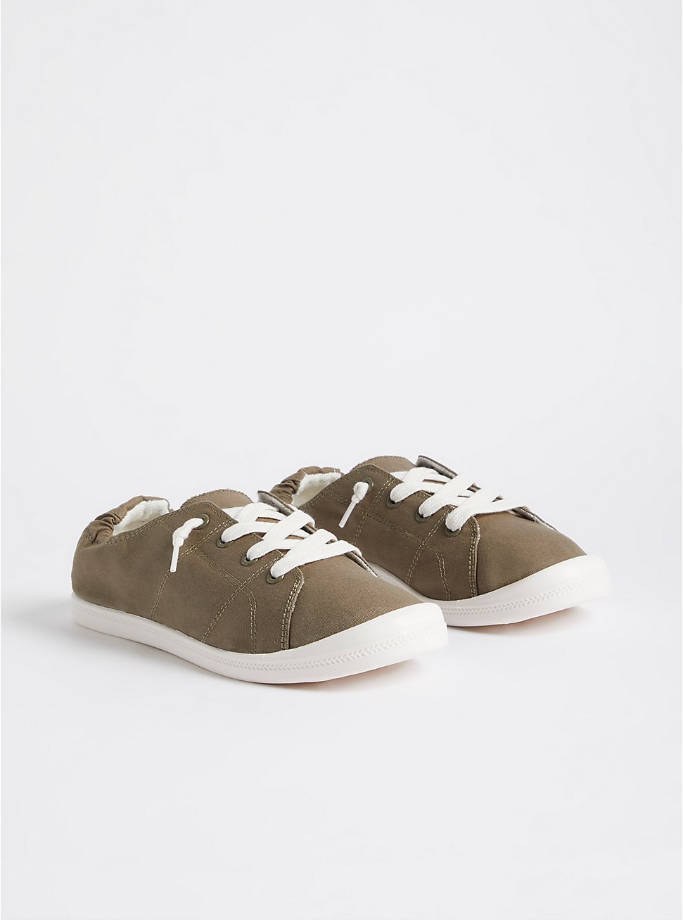 Plus Size Riley Sneaker - Ruched Canvas Olive (WW), OLIVE, hi-res