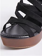 Plus Size Ankle Wrap Wood Block Heel (WW), BLACK, alternate