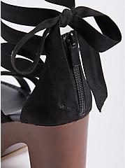 Plus Size Ankle Wrap Wood Heel Shoe - Faux Suede Black (WW), BLACK, alternate