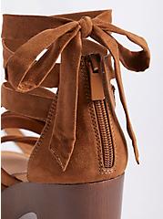 Ankle Wrap Wood Heel Shoe - Faux Suede Brown (WW), BROWN, alternate