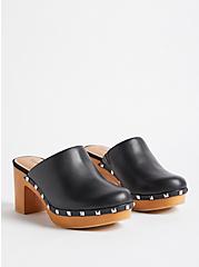 Plus Size Studded Mule Shoe - Faux Leather Black (WW), BLACK, hi-res