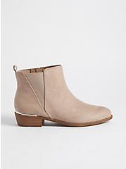 Plus Size Ankle Bootie - Faux Suede Metal Rand Taupe (WW), TAUPE, alternate