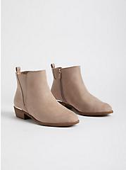 Plus Size Ankle Bootie - Faux Suede Metal Rand Taupe (WW), TAUPE, hi-res