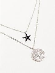Star & Disc Layered Necklace - Hematite Tone, , alternate