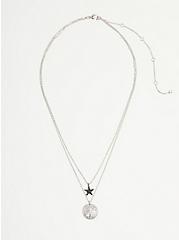 Star & Disc Layered Necklace - Hematite Tone, , hi-res