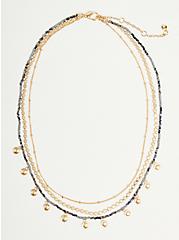 Beaded 3 Row Layered Necklace - Grey, , hi-res