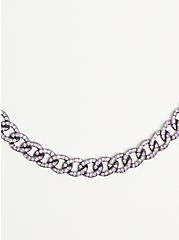 Link Chain Necklace with Lavender Stone - Hematite Tone, , alternate