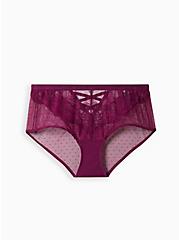 XO Cheeky Panty - Dot Lace Purple, PLUM CASPIA, hi-res