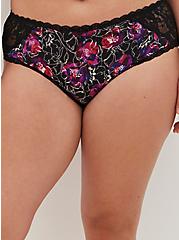 Plus Size XO Hipster Panty -  Lace Floral Purple, WATER OUTLINE, alternate