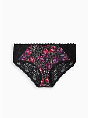 Plus Size XO Hipster Panty -  Lace Floral Purple, WATER OUTLINE, hi-res