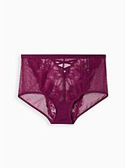 Plus Size XO Brief Panty - Dot Lace Purple, PLUM CASPIA, hi-res