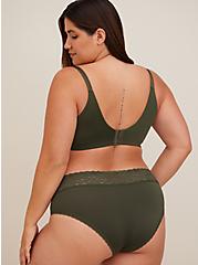 Plus Size Wide Lace Hipster Panty - Second Skin Olive Green, DEEP DEPTHS, alternate