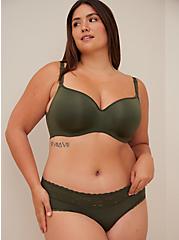 Plus Size Wide Lace Hipster Panty - Second Skin Olive Green, DEEP DEPTHS, hi-res