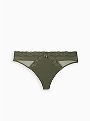 Plus Size Thong Panty - Microfiber Olive Green, DEEP DEPTHS, hi-res