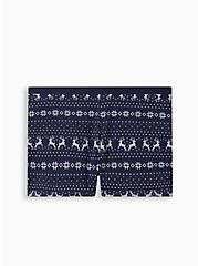 Cotton High-Rise Shortie Panty, FROSTY FAIR ISLE NAVY, hi-res