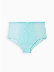 Plus Size Highwaist Brief Panty - Microfiber & Lace Light Blue, ISLAND PARADISE, hi-res