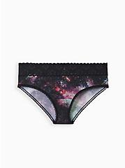 Wide Lace Hipster Panty - Second Skin Galaxy Black, BRIGHT GALAXY NEON, hi-res