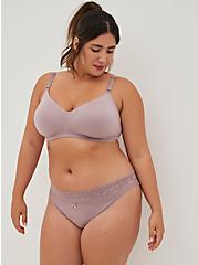 Plus Size Wide Lace Bikini Panty - Second Skin Purple, ELDERBERRY, alternate