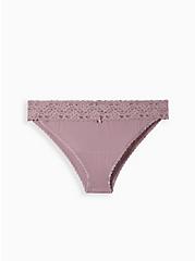 Plus Size Wide Lace Bikini Panty - Second Skin Purple, ELDERBERRY, hi-res