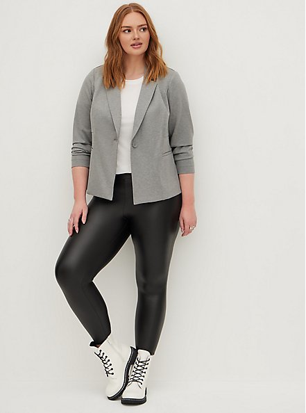 Plus Size Tailored Blazer - Luxe Ponte Grey, GREY HEATHER, alternate