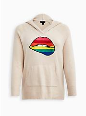 Plus Size Raglan Hoodie Sweater - Rainbow Lips Oatmeal, OATMEAL HEATHER, hi-res