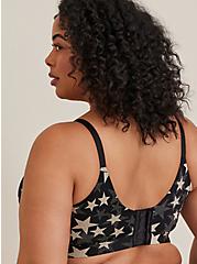 Plus Size Lightly Lined Longline Wire-Free Bra - Microfiber Stars Black with 360° Back Smoothing™, DOTTED STARS, alternate