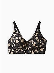 Plus Size Lightly Lined Longline Wire-Free Bra - Microfiber Stars Black with 360° Back Smoothing™, DOTTED STARS, hi-res