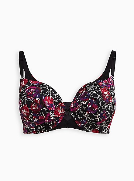 Push-Up T-Shirt Bra - Lace Purple with 360° Back Smoothing™, WATER OUTLINE FLORAL, hi-res