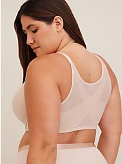 Front-Closure Lightly Lined T-Shirt Bra - Microfiber & Mesh Beige with Ultimate Smoothing, ROSE DUST, alternate
