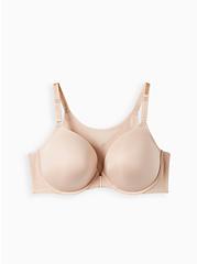 Front-Closure Lightly Lined T-Shirt Bra - Microfiber & Mesh Beige with Ultimate Smoothing, ROSE DUST, hi-res