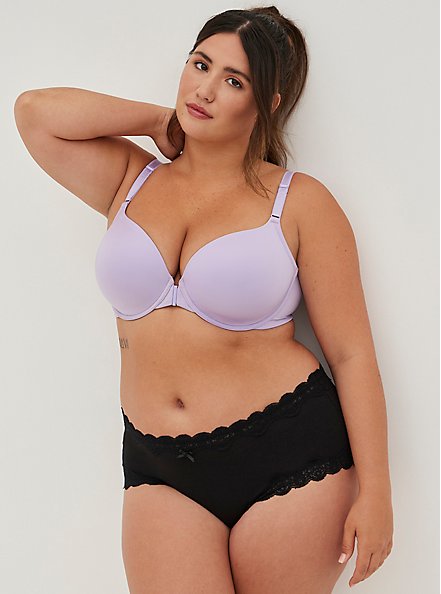 Front Closure Lightly Lined T-Shirt Bra - Lavender with 360° Back Smoothing™, LAVENDER, alternate