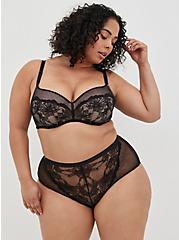 Plus Size Lightly Lined Full Coverage Balconette Bra - Dotted Lace Black with 360° Back Smoothing™, RICH BLACK, alternate