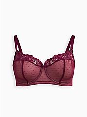 Unlined Balconette Bra - Dotted Lace Purple with Racerback, PLUM CASPIA, hi-res
