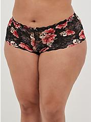 Plus Size Cheeky Panty - Lace Floral Black , VARIETY SKULL, alternate