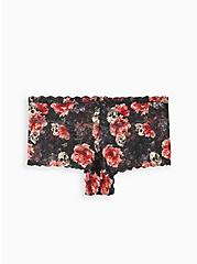 Plus Size Cheeky Panty - Lace Floral Black , VARIETY SKULL, hi-res