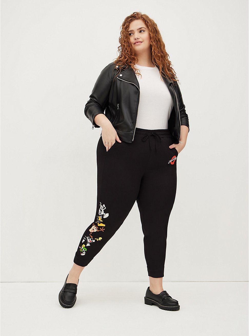 Plus Size Relaxed Fit Squad Jogger - Warner Bros. Looney Tunes , DEEP BLACK, hi-res