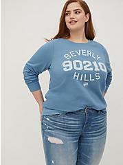 Plus Size Sweatshirt - Cozy Fleece Beverly Hills Blue , BLUE, hi-res